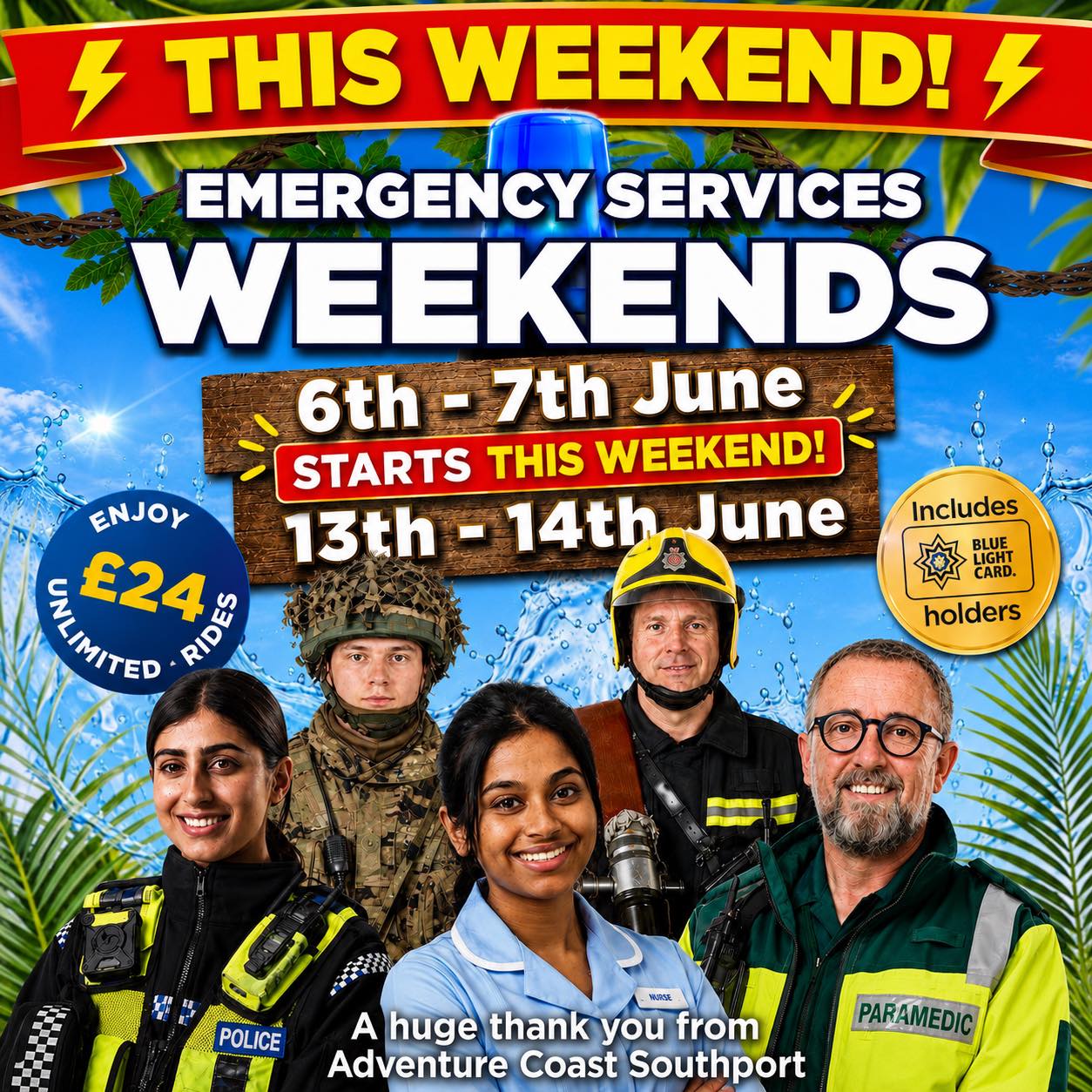 Emergency Services Weekends at Adventure Coast Southport: Unlimited Rides for £24